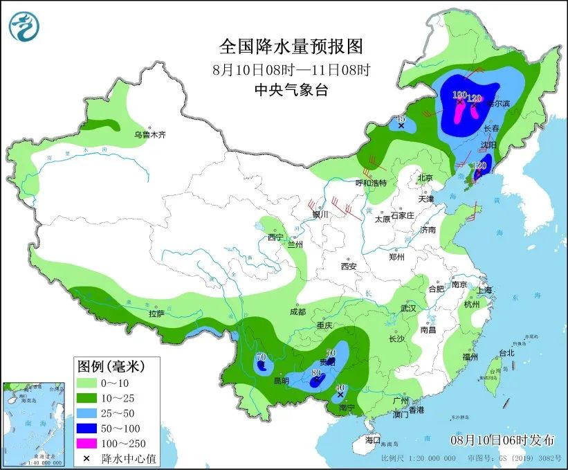 未来三天国内天气预报（8月10日）